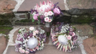 Contemporary Wedding Posy - A stylish yet different wedding posy. Call us on T: 01948 661111 for more information on size and flower content. Please also give us plenty of time to make sure we have the correct flower content