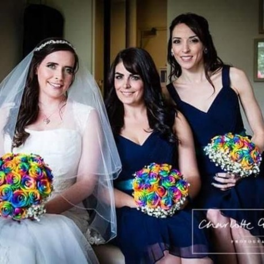 Rainbow rose posy