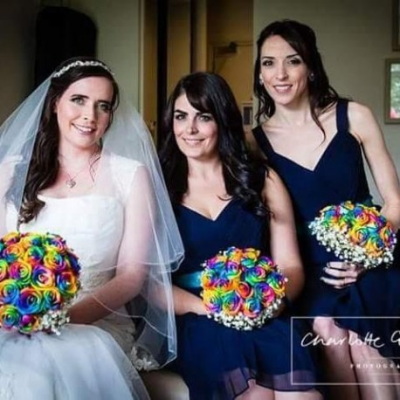 Rainbow rose posy - A beautiful posy of rainbow roses and gypsophlia perfect for your wedding. 

Please call us on T: 01948 661111 for more information on sizes and flower content. Also please give plenty of time for us to get fresh flower content.